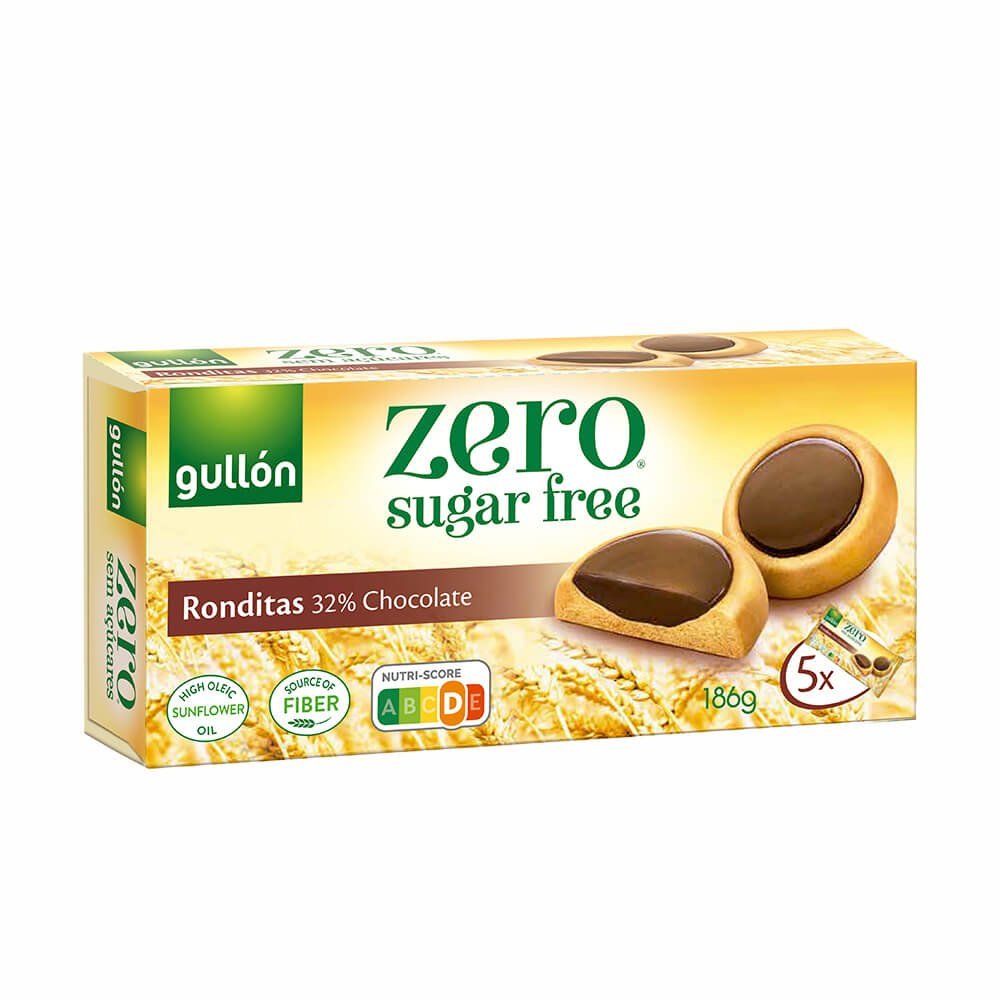 Gullón Sušenky bez cukru s čokoládou Ronditas 186 g