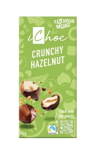 Bio vegan čokoláda s oříšky iChoc 80 g
