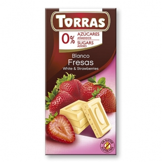 Bílá čokoláda s jahodami 75 g Torras