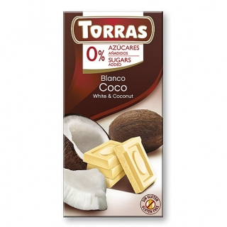 Bílá čokoláda s kokosem 75 g Torras