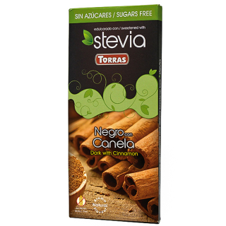 Hořká čokoláda se skořicí Stevia Torras 125g